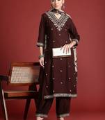 Ethnic Motifs Embroidered Thread Work Kurta with Salwar & With Dupatta