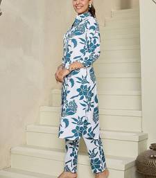 Floral Printed Shirt Collar Kurta With Trousers