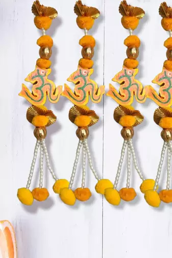 handmade om pom-pom door hanging for home decor pack of 4