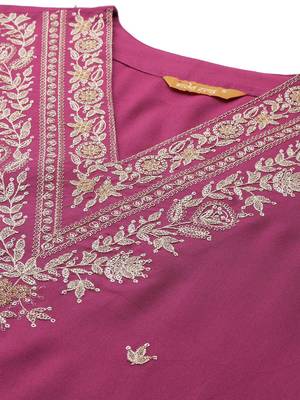 Ethnic Motifs Embroidered Thread Work Kurta with Salwar & With Dupatta 3