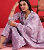 Ethnic Motifs Printed Regular Pure Cotton Straight Kurta with Trousers & Dupatta