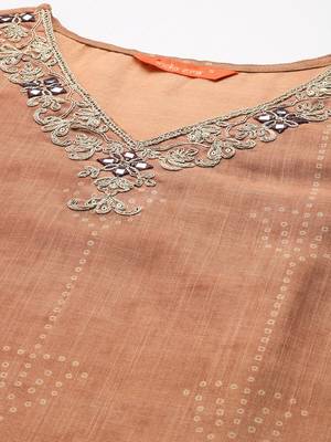 Bandhani Printed Thread Work Kurta with Trousers & With Dupatta 3