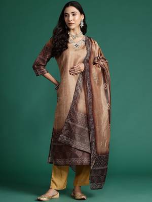 Bandhani Printed Thread Work Kurta with Trousers & With Dupatta 1