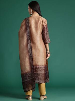 Bandhani Printed Thread Work Kurta with Trousers & With Dupatta 7