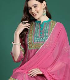 Ethnic Motifs Embroidered Panelled Mirror Work Kurta With Trousers & Dupatta