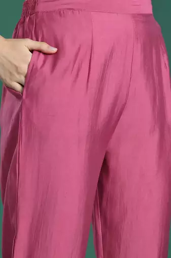 Ethnic Motifs Embroidered Panelled Mirror Work Kurta With Trousers & Dupatta