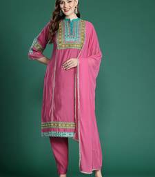 Ethnic Motifs Embroidered Panelled Mirror Work Kurta With Trousers & Dupatta