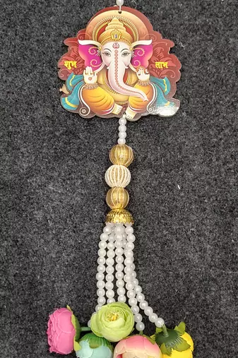 wooden ganesh design wall hanging for home decor pack of 2