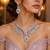 Pink Crystal Necklace Earrings Set, Bridal Statement Jewelry, Sparkling Wedding Prom Glamour