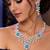Blue Crystal Floral Necklace Earrings Set, Silver Tone Bridal Jewelry