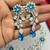 Blue Crystal Floral Necklace Earrings Set, Silver Tone Bridal Jewelry