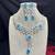 Blue Crystal Floral Necklace Earrings Set, Silver Tone Bridal Jewelry