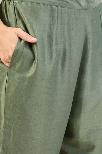 Floral Embroidered Straight Kurta With Trousers & Dupatta