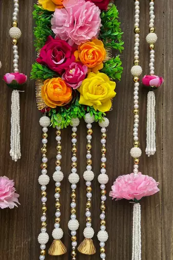 handmade artificial flower bead toran for home door decor