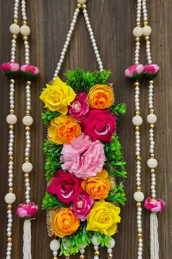handmade artificial flower bead toran for home door decor