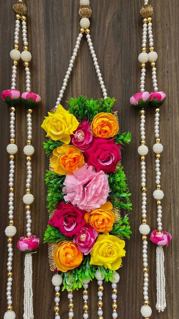 handmade artificial flower bead toran for home door decor