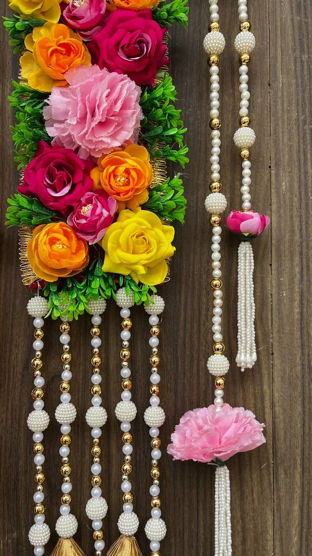 handmade artificial flower bead toran for home door decor