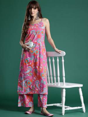 Floral Printed Pure Cotton Kurta with Palazzos 1