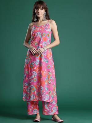 Floral Printed Pure Cotton Kurta with Palazzos 4