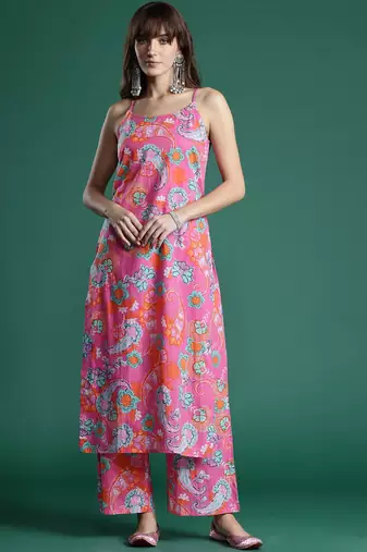 Floral Printed Pure Cotton Kurta with Palazzos