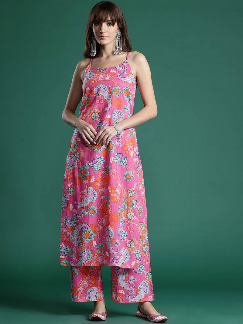 Floral Printed Pure Cotton Kurta with Palazzos