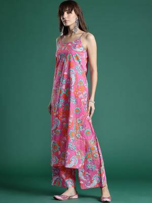 Floral Printed Pure Cotton Kurta with Palazzos 5