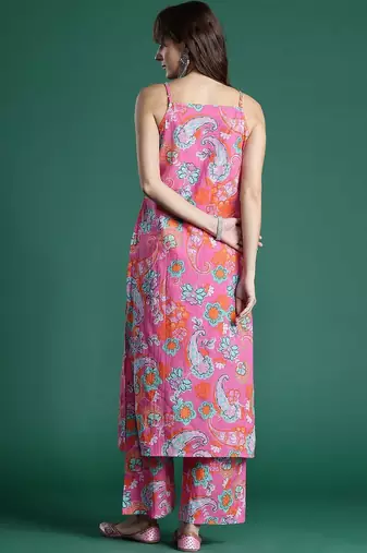 Floral Printed Pure Cotton Kurta with Palazzos