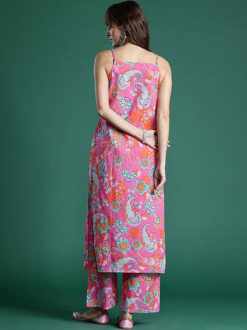Floral Printed Pure Cotton Kurta with Palazzos