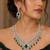 Emerald Green Crystal Bridal Statement Necklace Earrings Set, Silver-Tone Chandelier Jewelry
