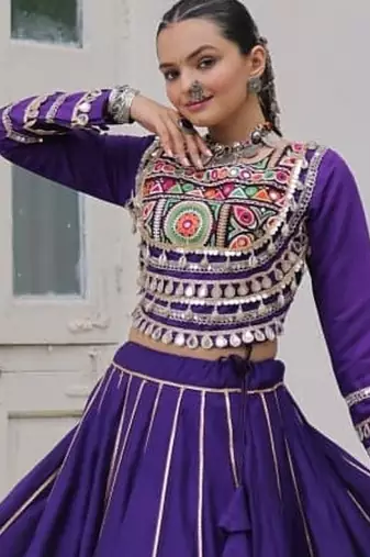 Purple Roman Chaniya Choli - Free Size 