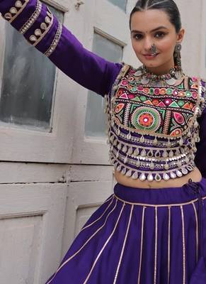 Purple Roman Chaniya Choli - Free Size  5