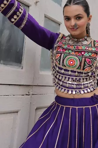 Purple Roman Chaniya Choli - Free Size 