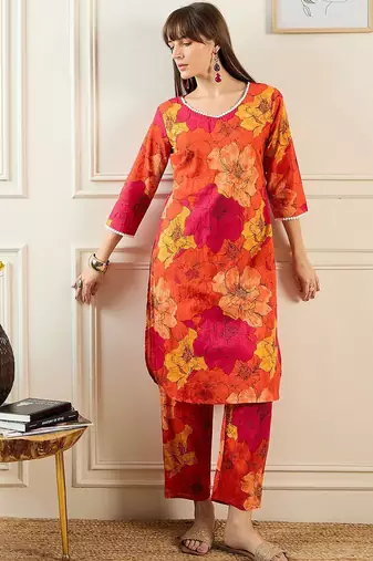 Women Orange Kurta Sets