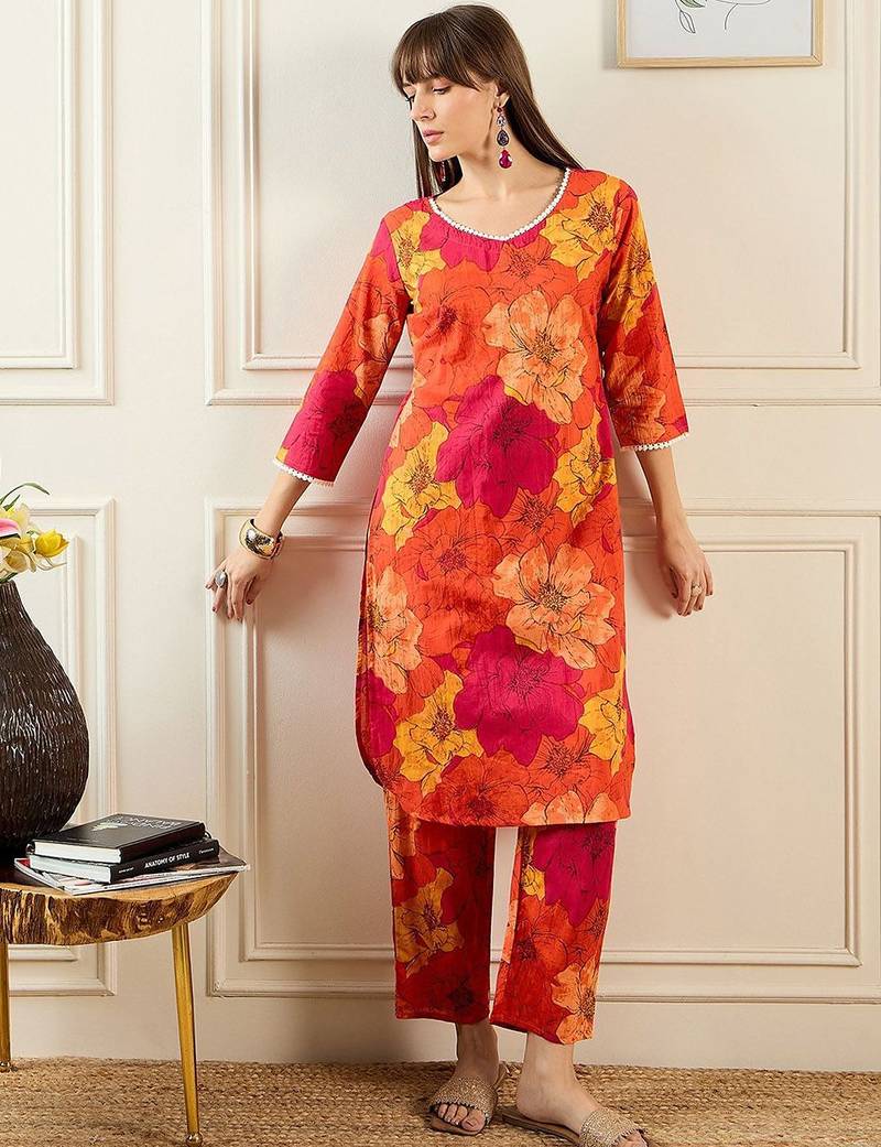 Women Orange Kurta Sets