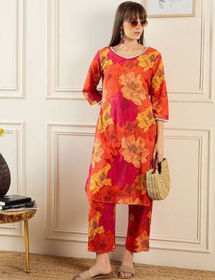 Women Orange Kurta Sets 6