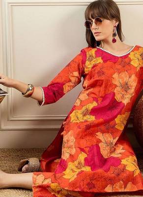 Women Orange Kurta Sets 7