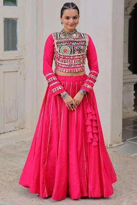 Rani Pink Roman Chaniya Choli - Free Size  1