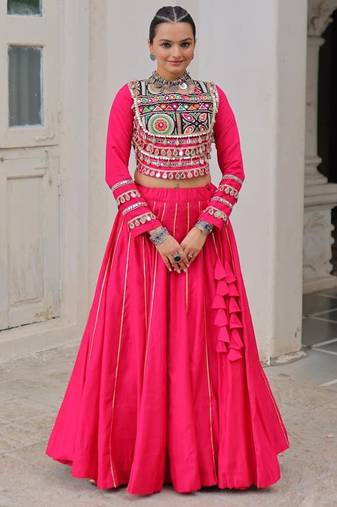 Rani Pink Roman Chaniya Choli - Free Size 