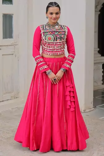 Rani Pink Roman Chaniya Choli - Free Size 
