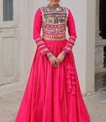 Rani Pink Roman Chaniya Choli - Free Size 