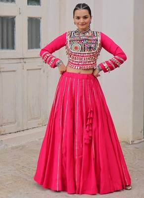 Rani Pink Roman Chaniya Choli - Free Size  2