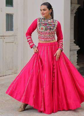 Rani Pink Roman Chaniya Choli - Free Size  3