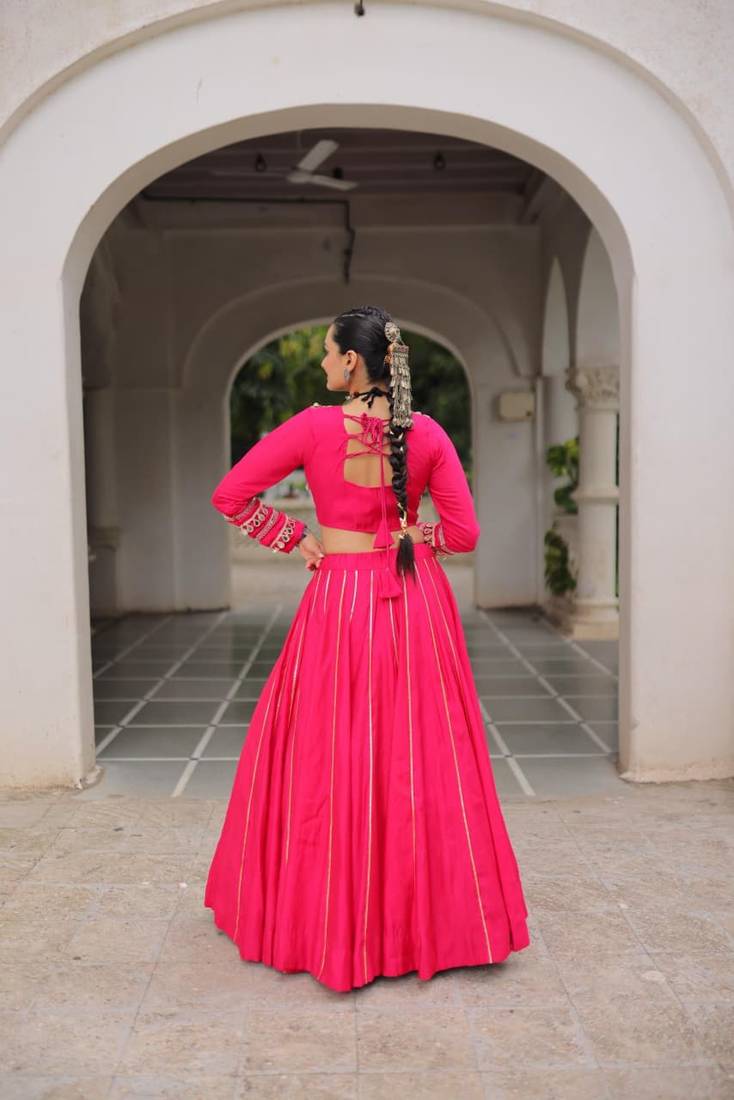 Rani Pink Roman Chaniya Choli - Free Size 