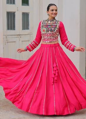 Rani Pink Roman Chaniya Choli - Free Size  5