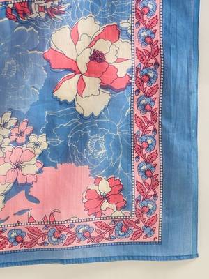 Floral Printed V-Neck Pure Cotton Straight Kurta With Trousers & Dupatta 5