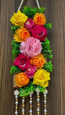 handmade multicolor rose flower latkan hanging for home decor 1