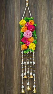 handmade multicolor rose flower latkan hanging for home decor 3