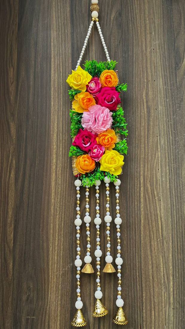 handmade multicolor rose flower latkan hanging for home decor