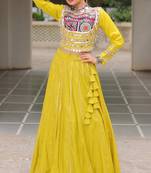 Parrot Green Roman Attractive Chaniya Choli (Free Size Stitched)