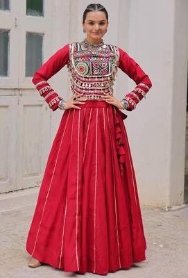 Maroon Roman Chaniya Choli - Free Size  1
